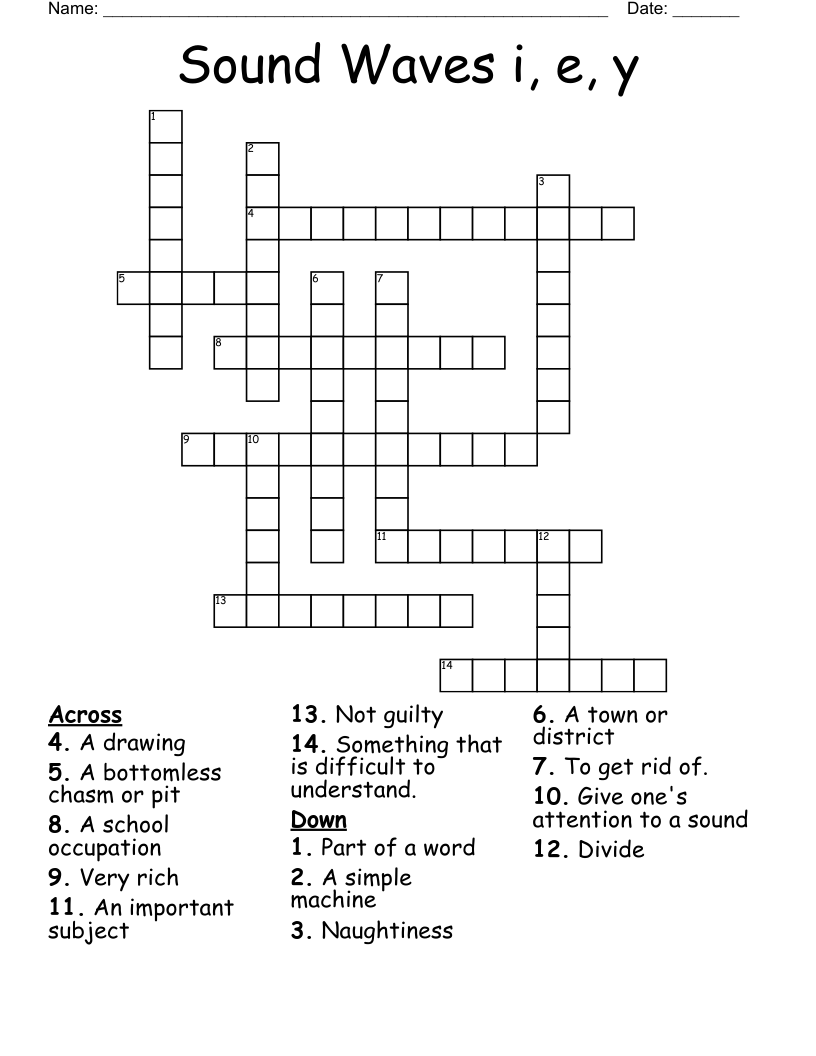 Sound Waves i, e, y Crossword