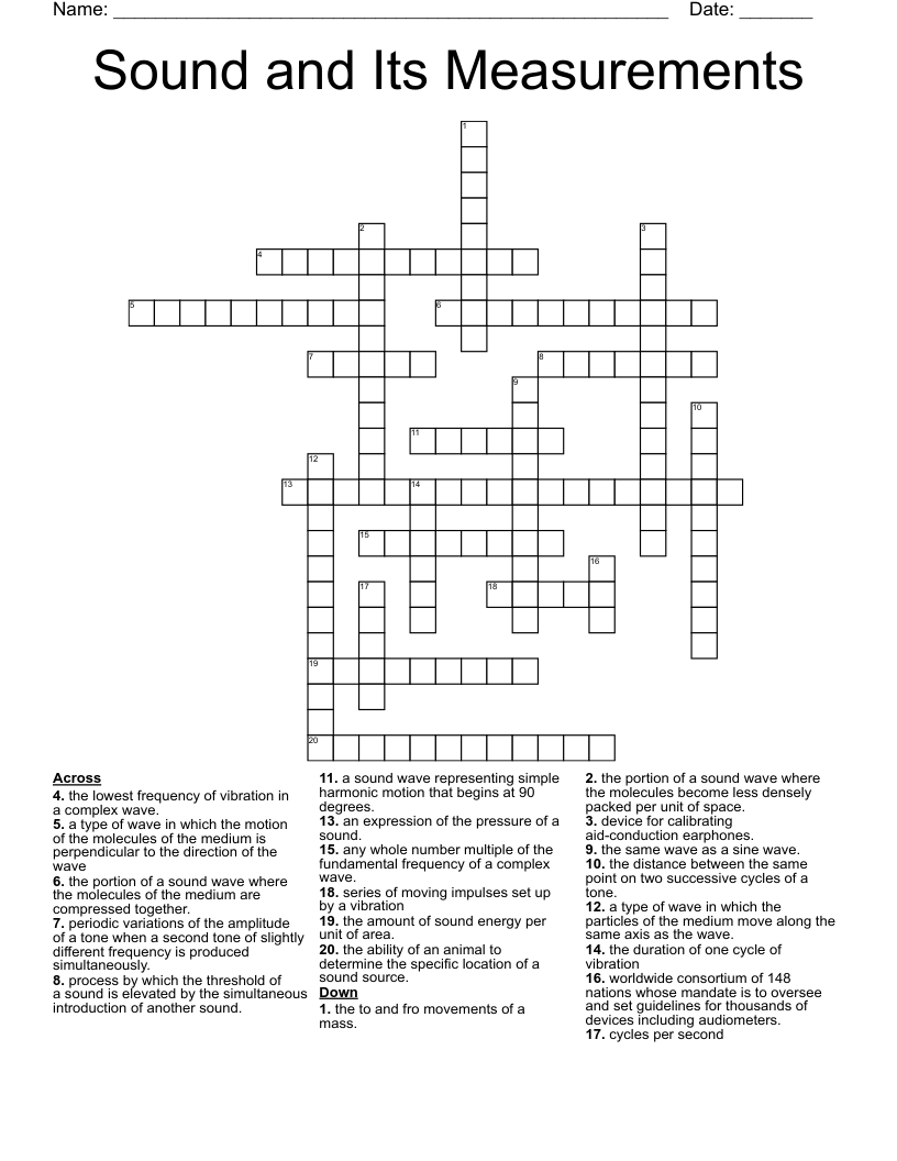Sound and Its Measurements Crossword