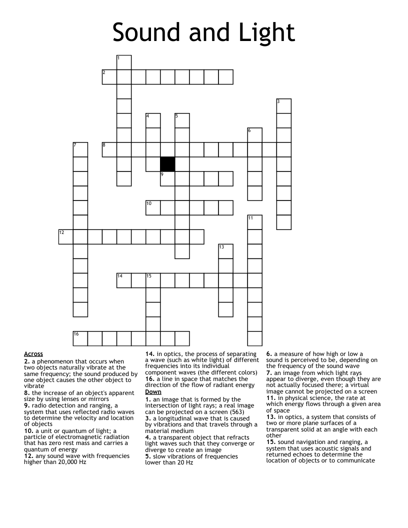 Sound and Light Crossword