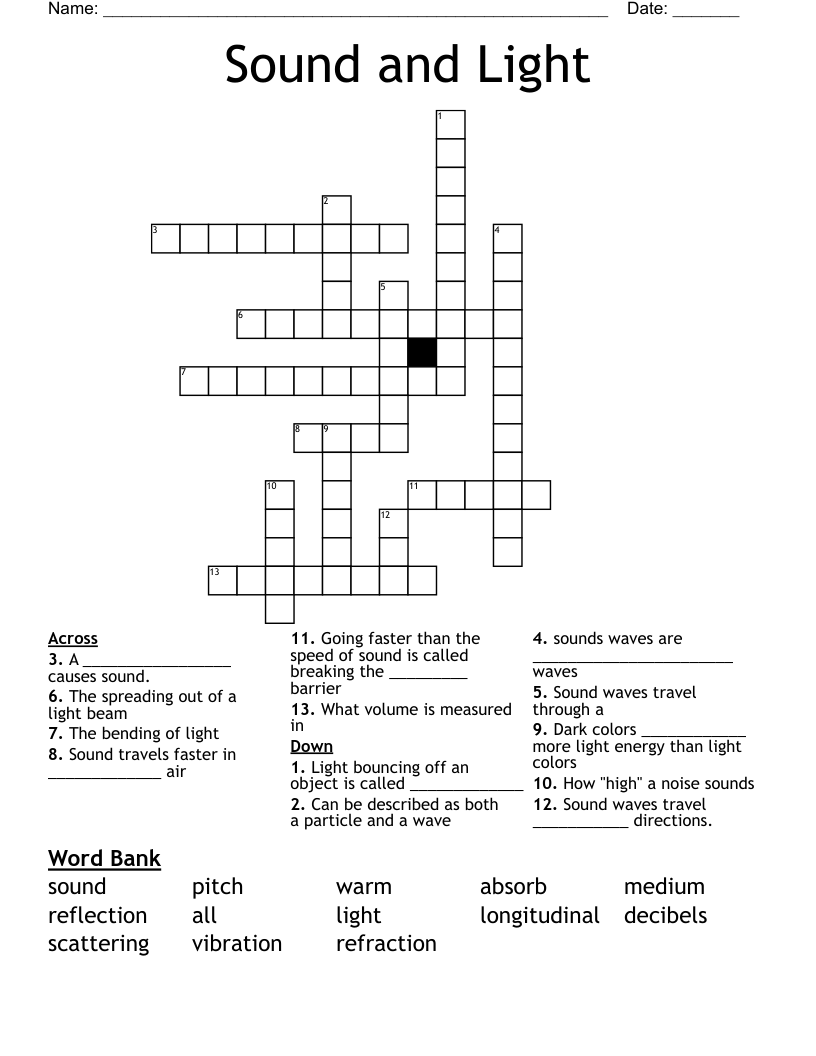 Sound and Light Crossword