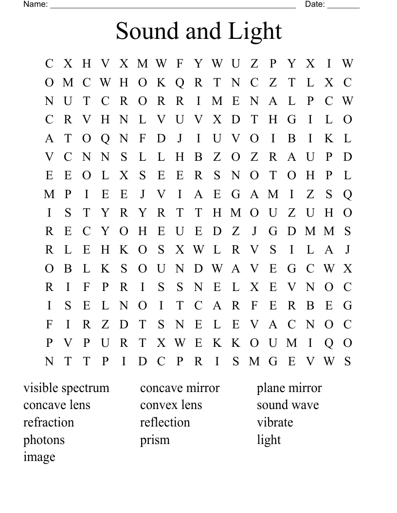 Sound and Light Word Search