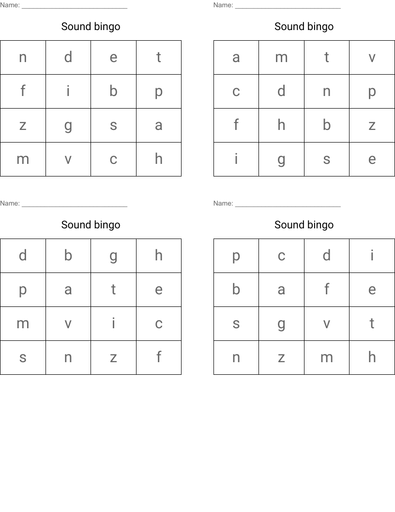 Sound bingo