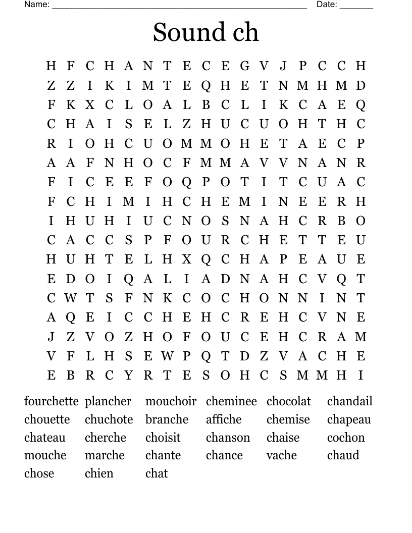 Sound ch Word Search
