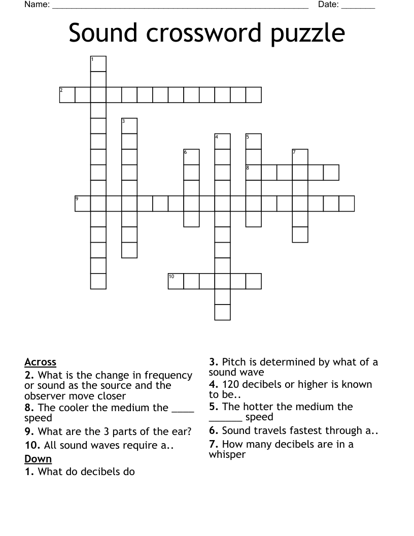 Sound crossword puzzle