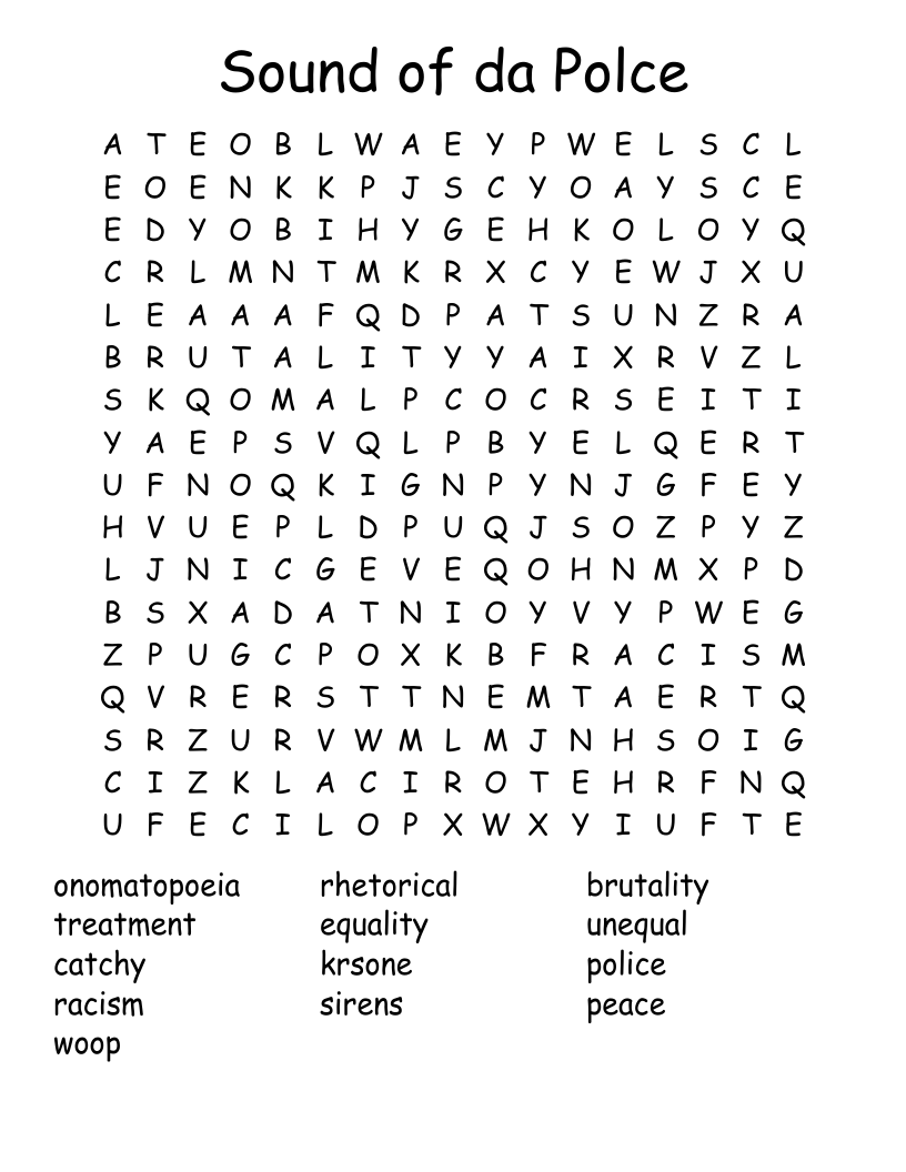 Sound of da Polce Word Search