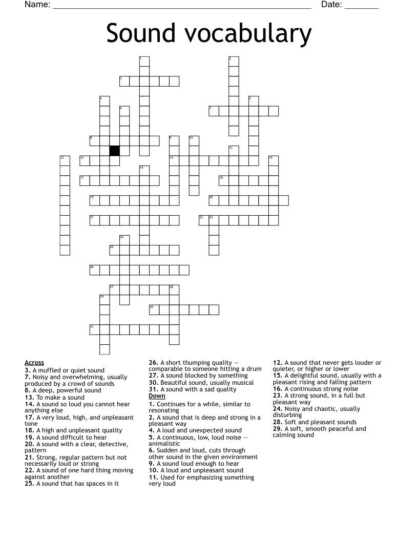 Sound vocabulary Crossword