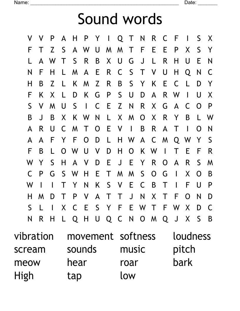 Sound words Word Search