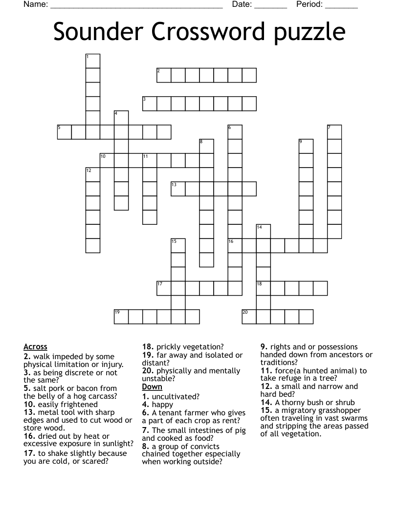Sounder Crossword puzzle