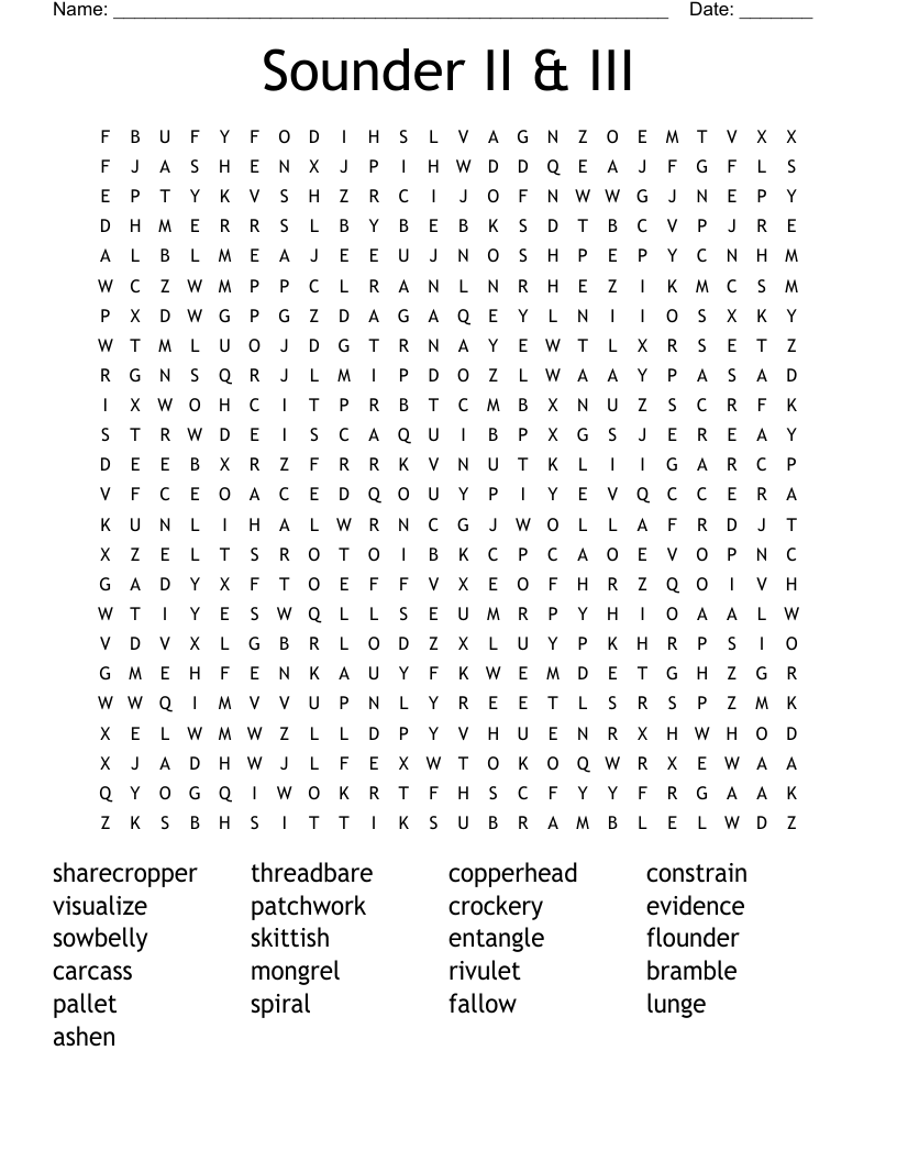 Sounder II & III Word Search
