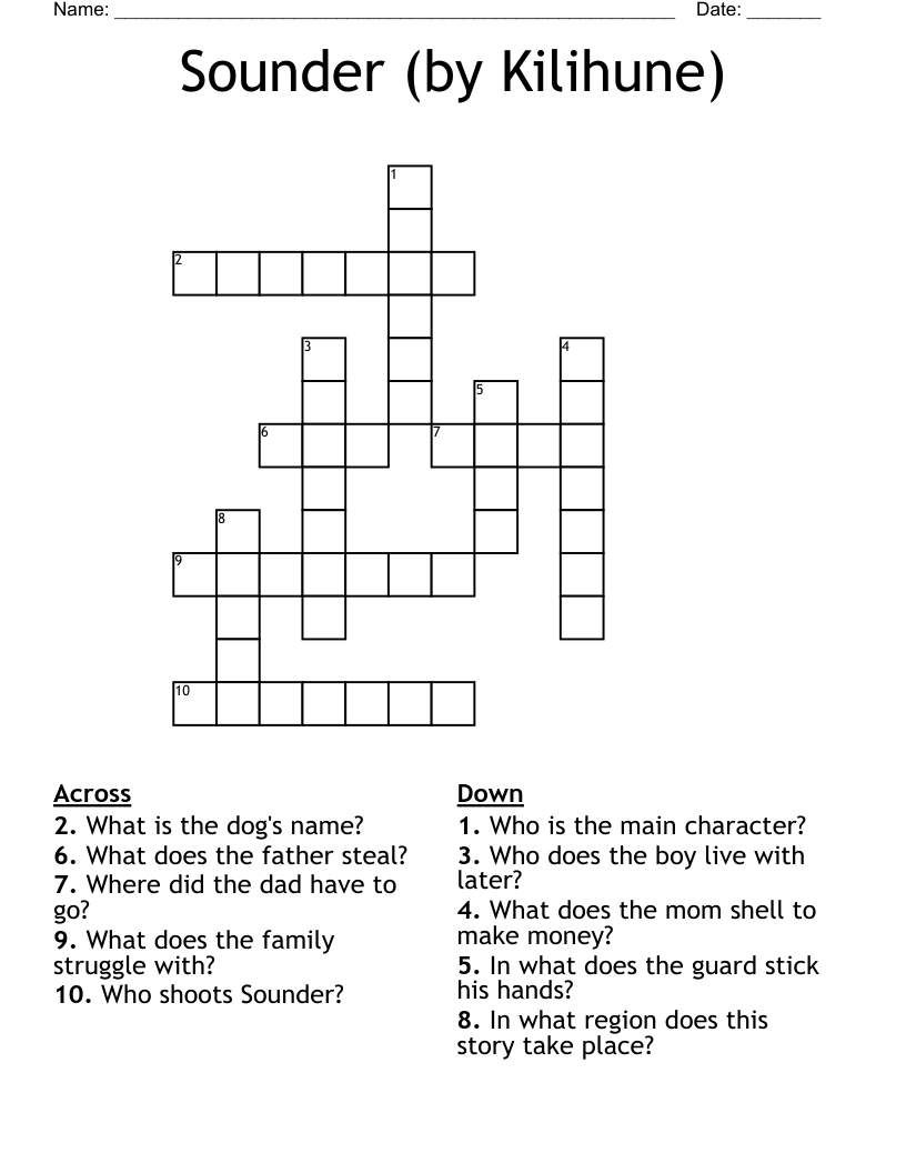 Sounder (by Kilihune) Crossword