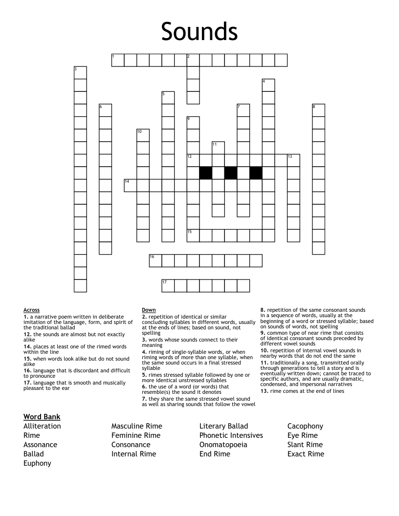 Sounds Crossword