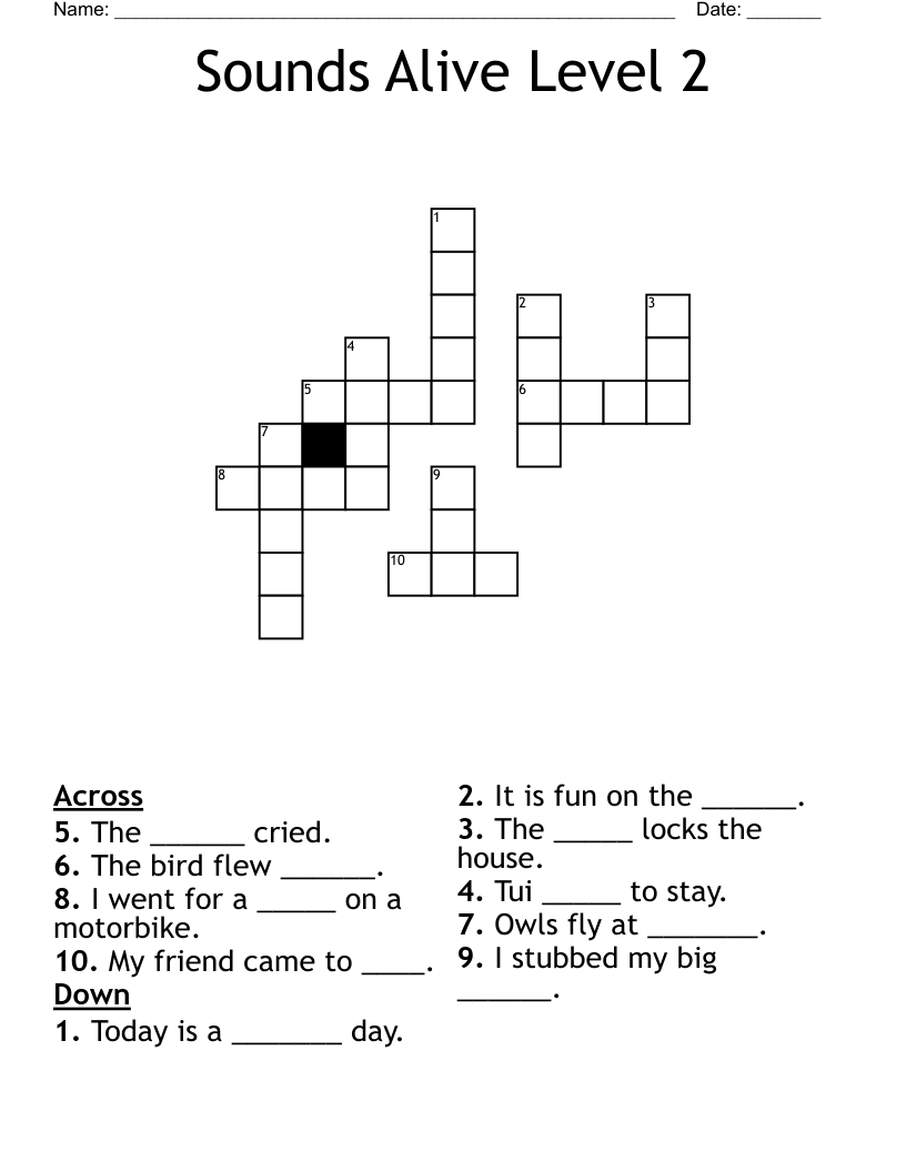 Sounds Alive Level 2 Crossword