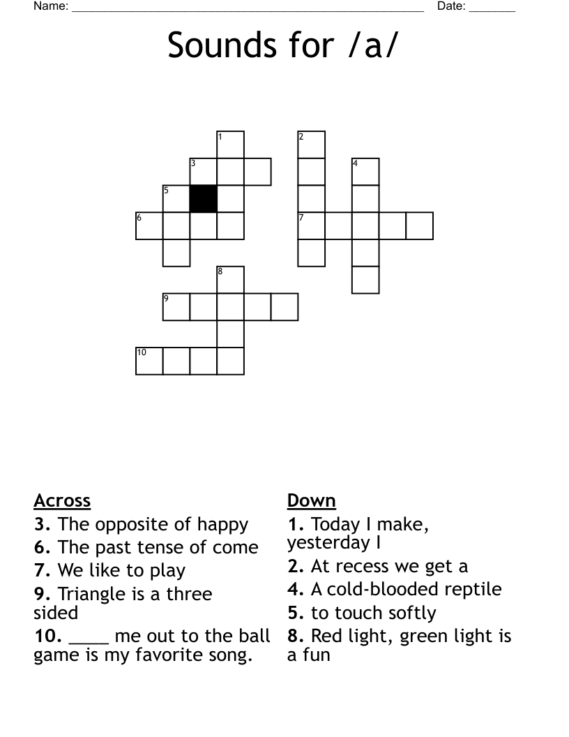 Sounds for /a/ Crossword