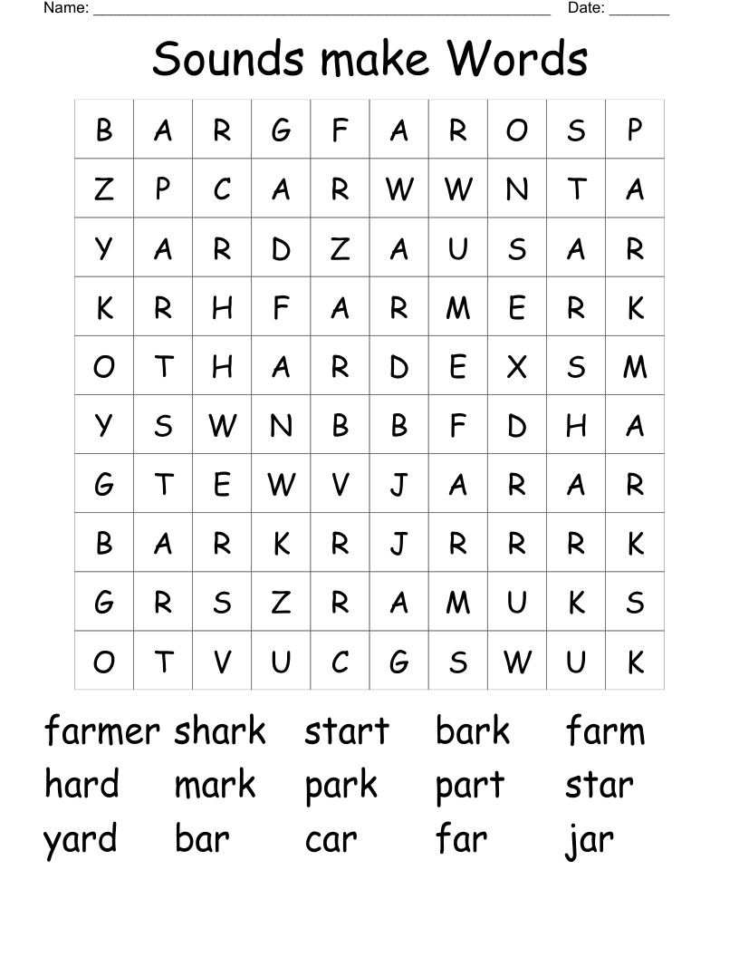 Sounds make Words Word Search