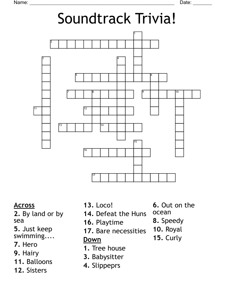 Soundtrack Trivia! Crossword