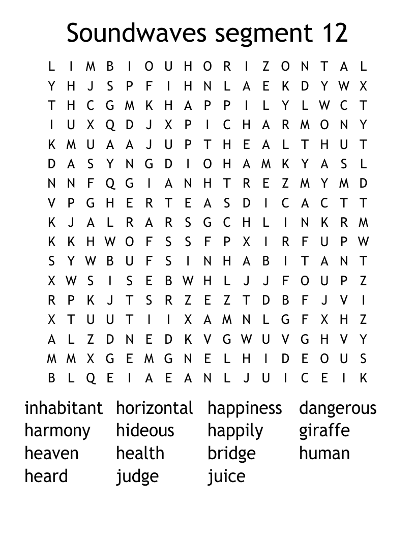 Soundwaves segment 12 Word Search