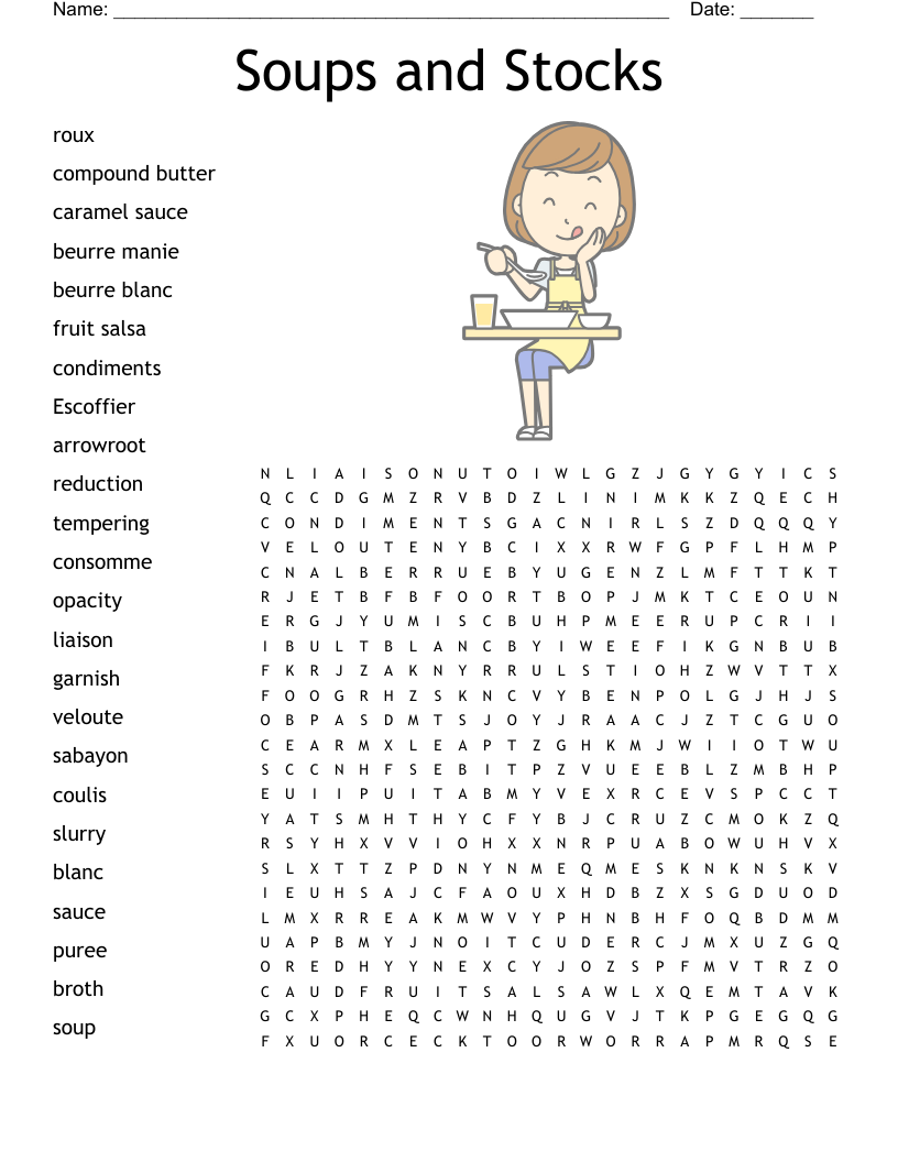 Soups and Stocks  Word Search