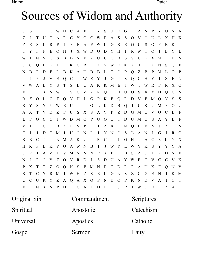 Sources of Widom and Authority Word Search