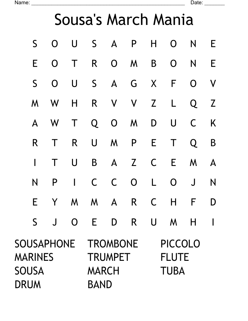 Sousa's March Mania Word Search