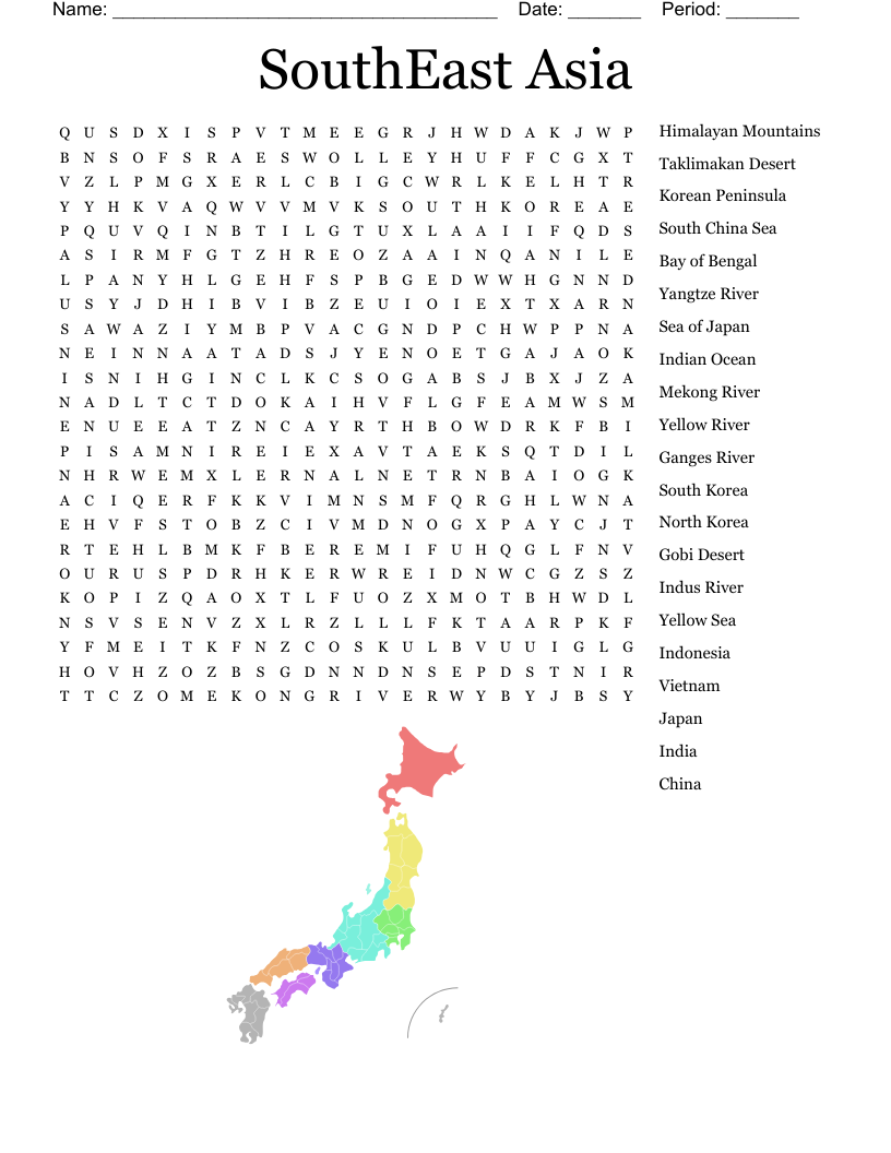 SouthEast Asia Word Search