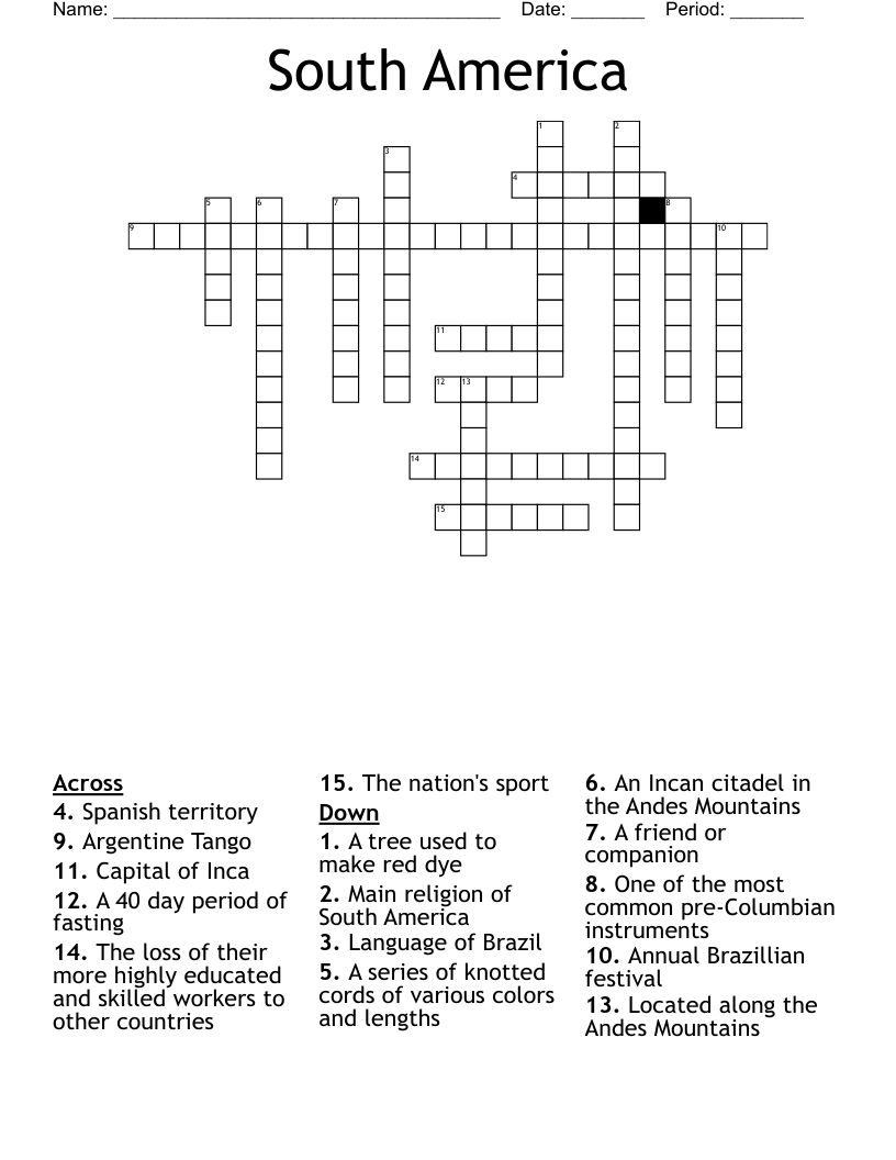 South America Crossword