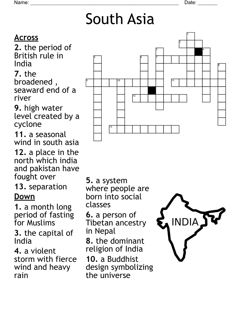 South Asia Crossword