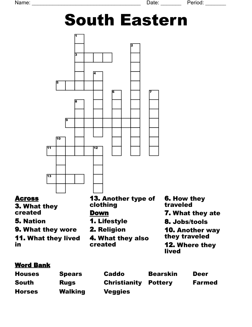 South Eastern Crossword