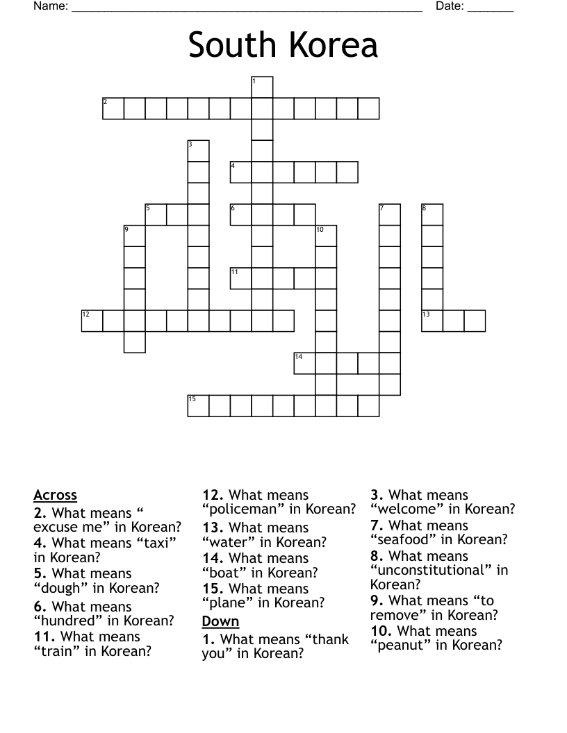South Korea  Crossword