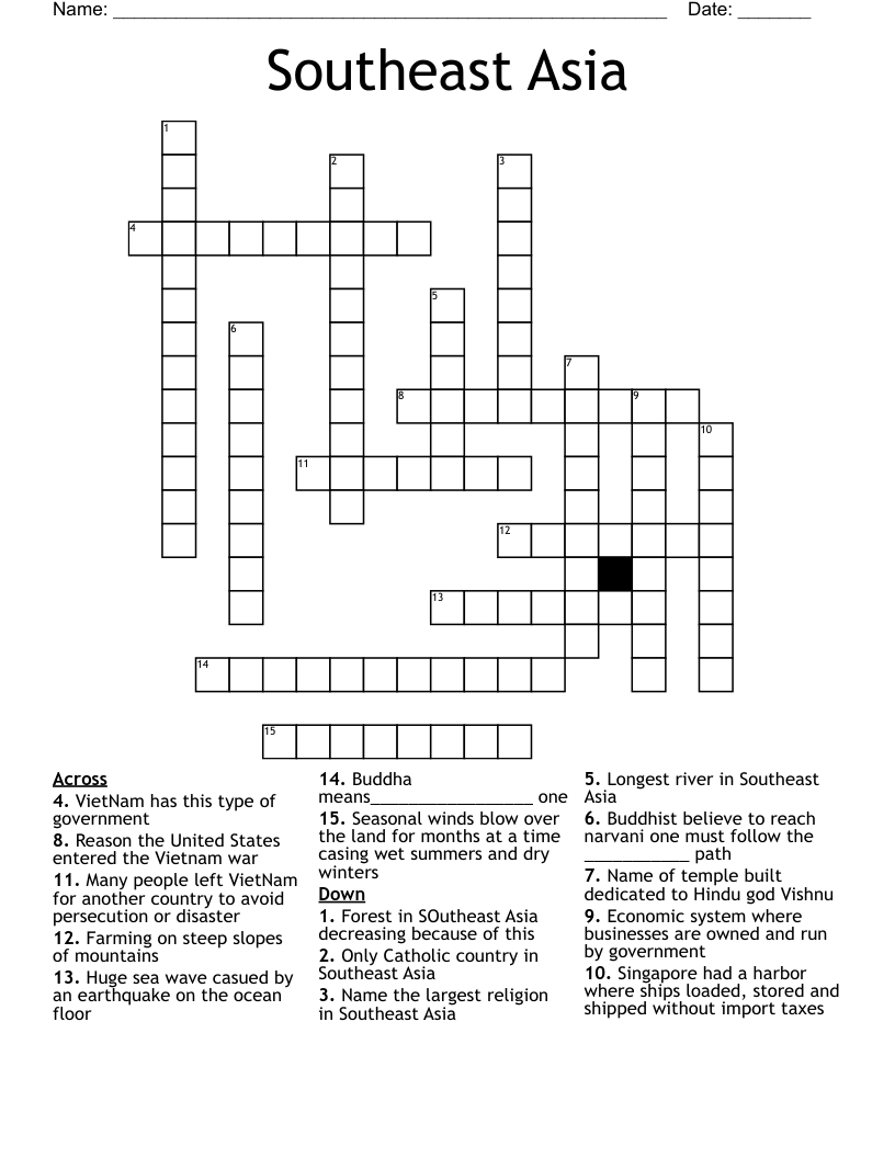 Southeast Asia Crossword