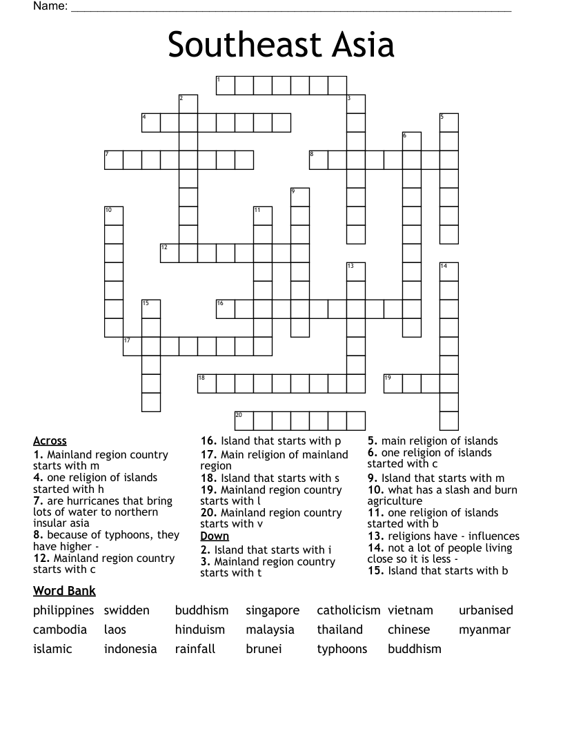 Southeast Asia Crossword