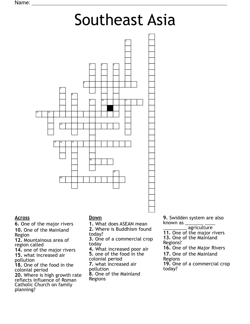 Southeast Asia Crossword