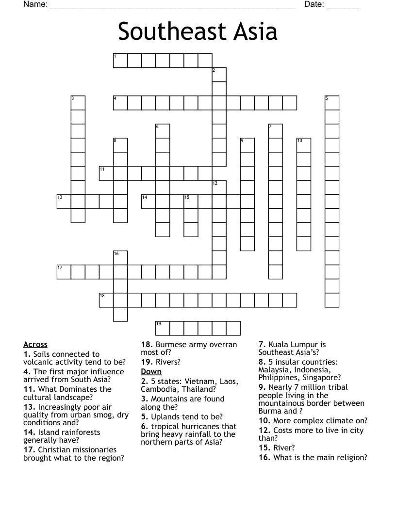 Southeast Asia Crossword