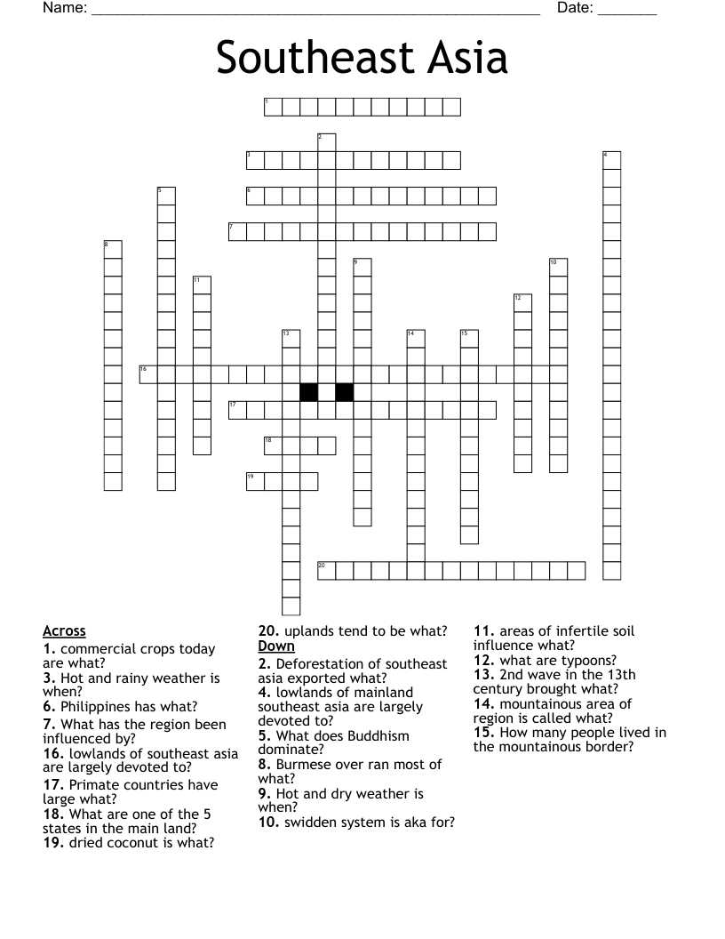Southeast Asia Crossword