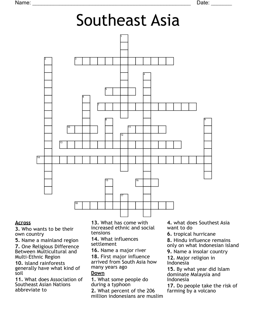 Southeast Asia Crossword