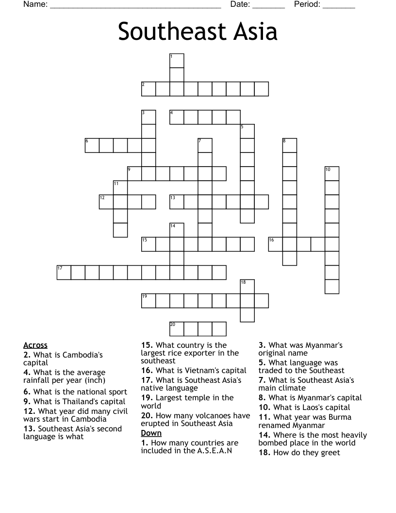 Southeast Asia Crossword