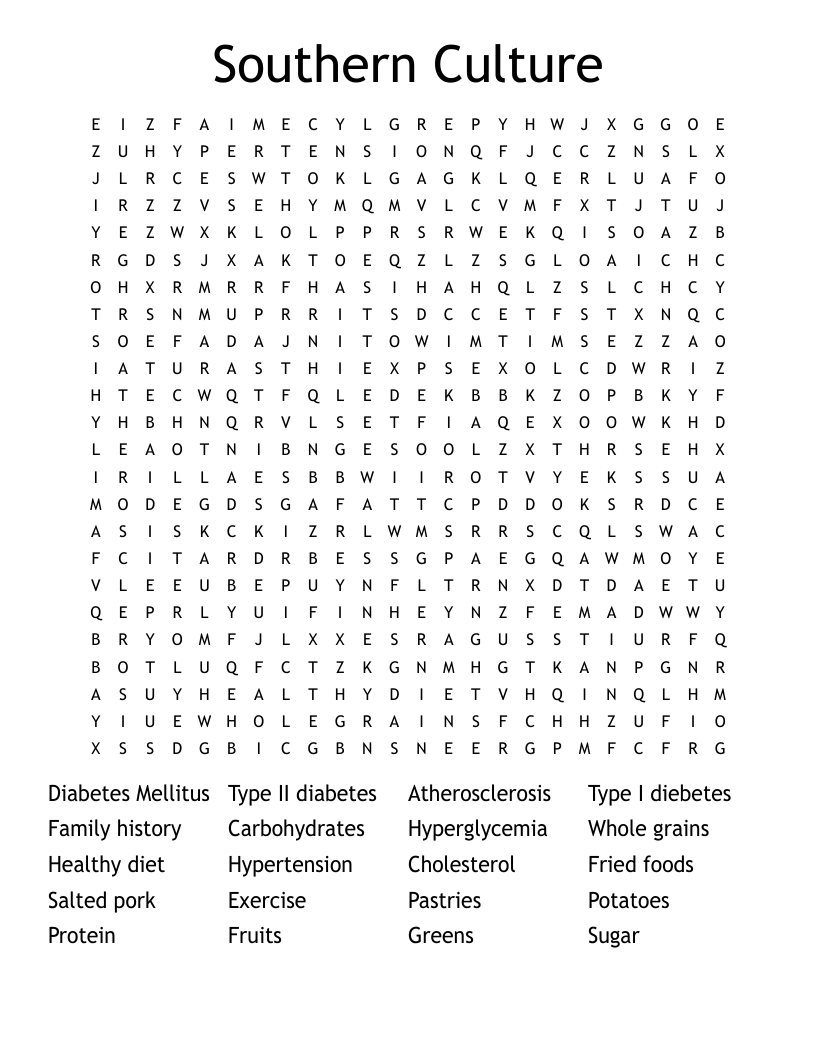 Southern Culture Word Search