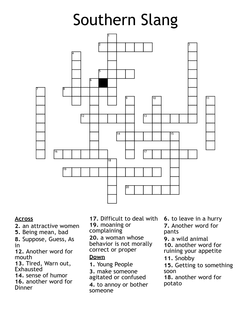 Southern Slang Crossword