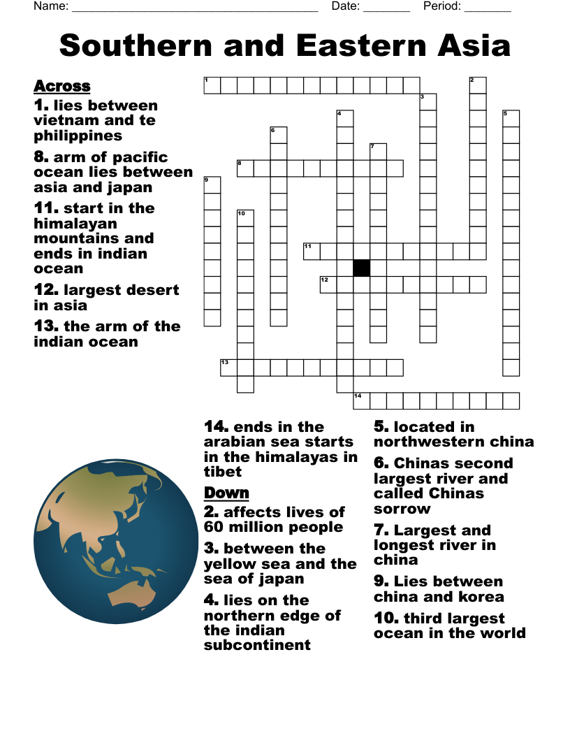 Southern and Eastern Asia Crossword