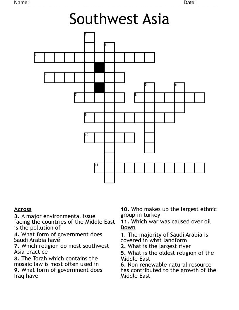 Southwest Asia Crossword