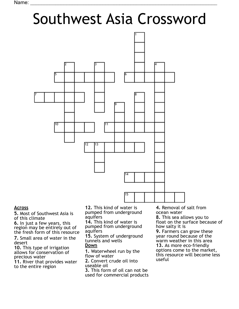 Southwest Asia Crossword
