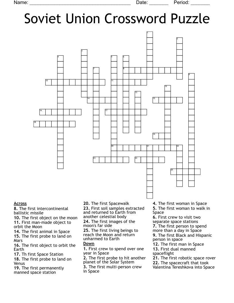Soviet Union Crossword Puzzle