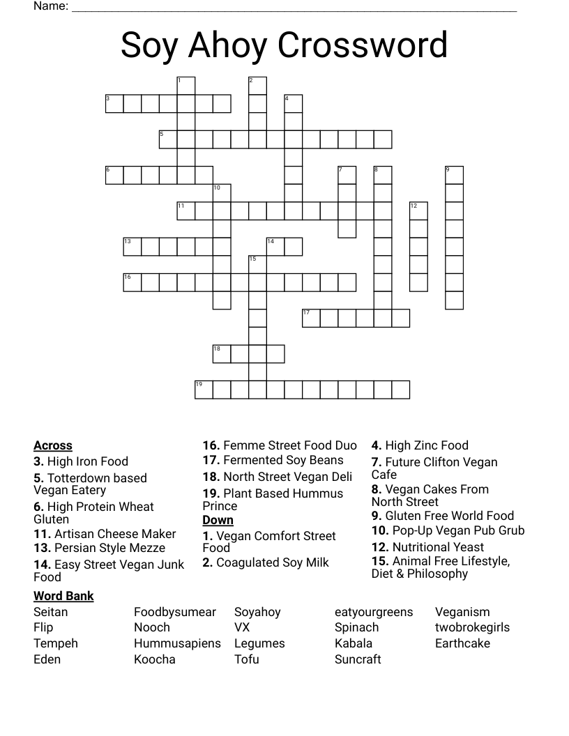 Soy Ahoy Crossword 