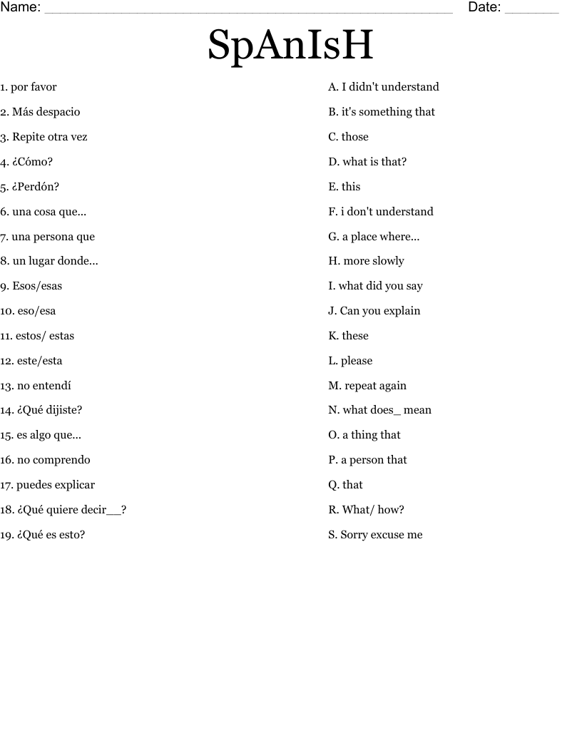 SpAnIsH Worksheet