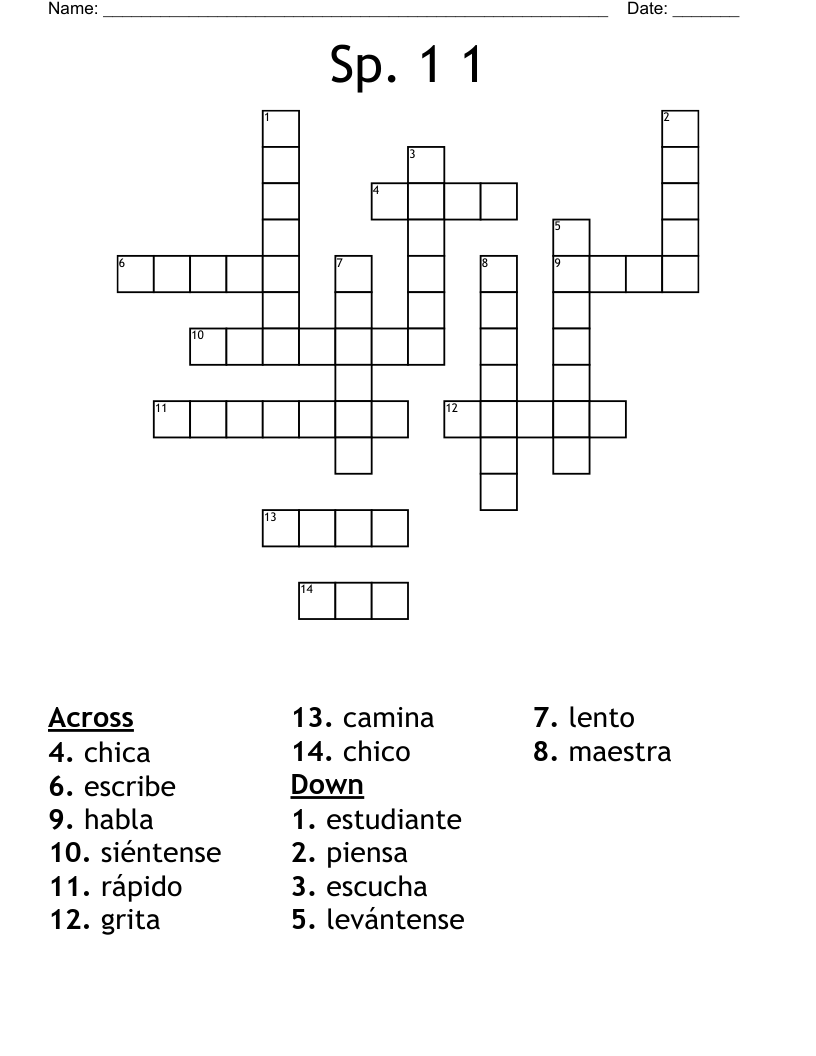 Sp. 1 1 Crossword