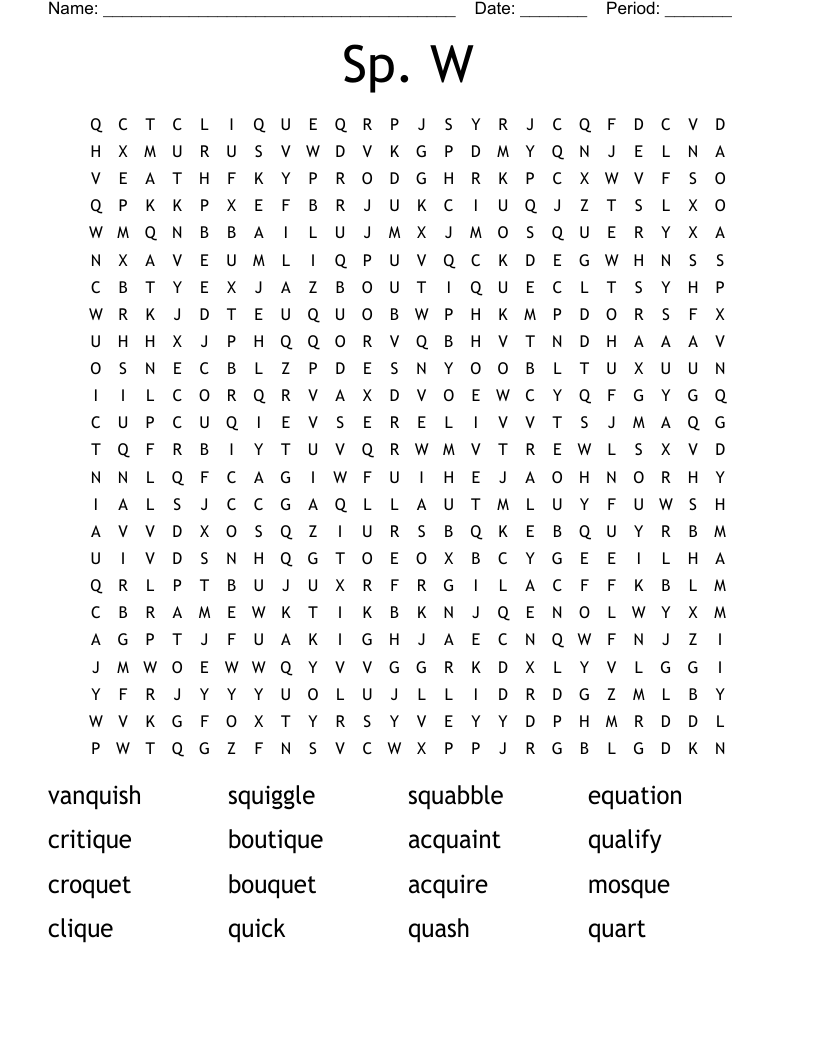 Sp. W Word Search