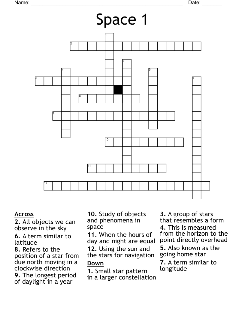 Space 1 Crossword