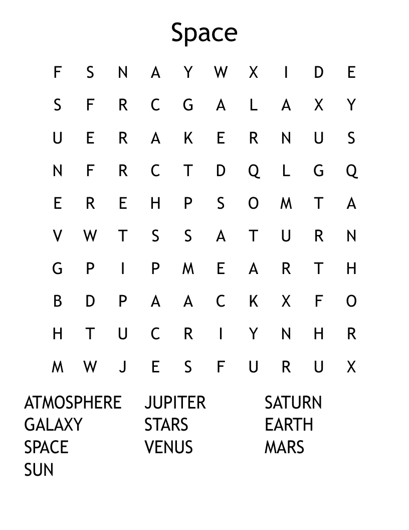 Space Word Search