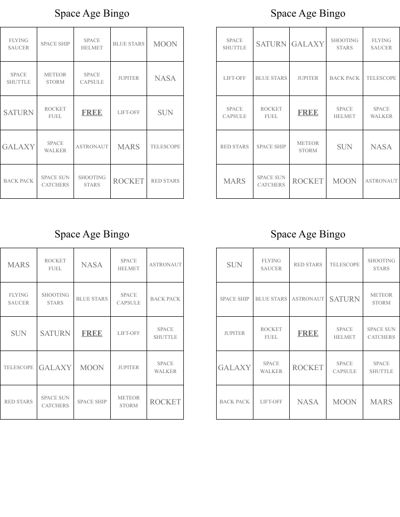 Space Age Bingo