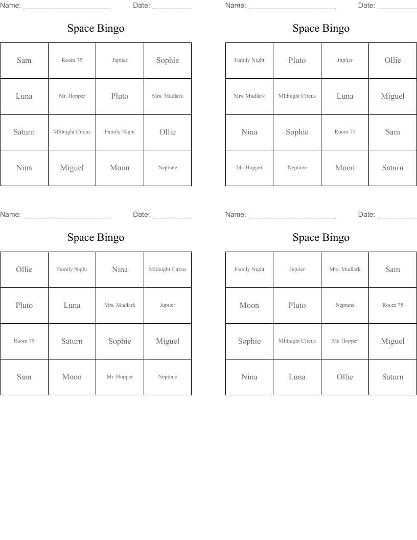 Space Bingo