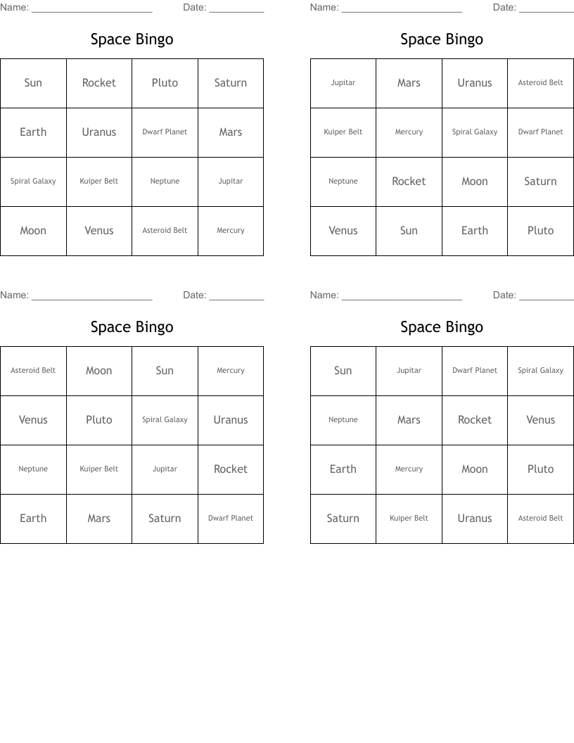 Space Bingo